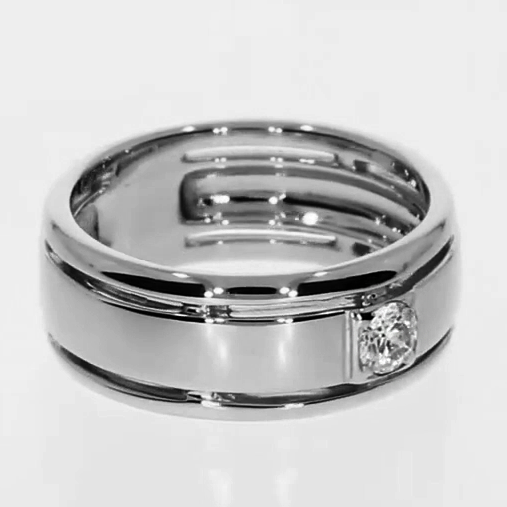 Comfort Fit Mens Band Diamond Ring For Gents