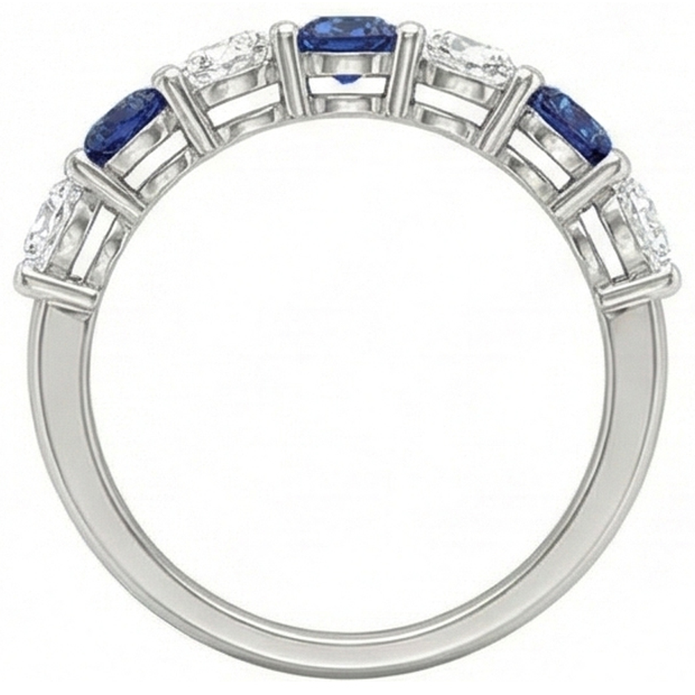 Comfort Fit Sapphire & Natural Earth Mined Diamond Band 2.75 Carats White Gold