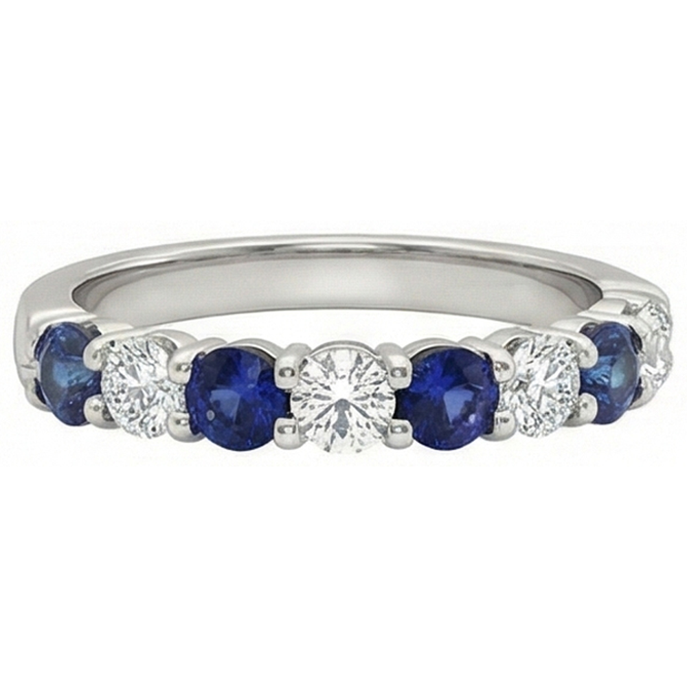 Comfort Fit Sapphire & Natural Earth Mined Diamond Band 2.75 Carats White Gold