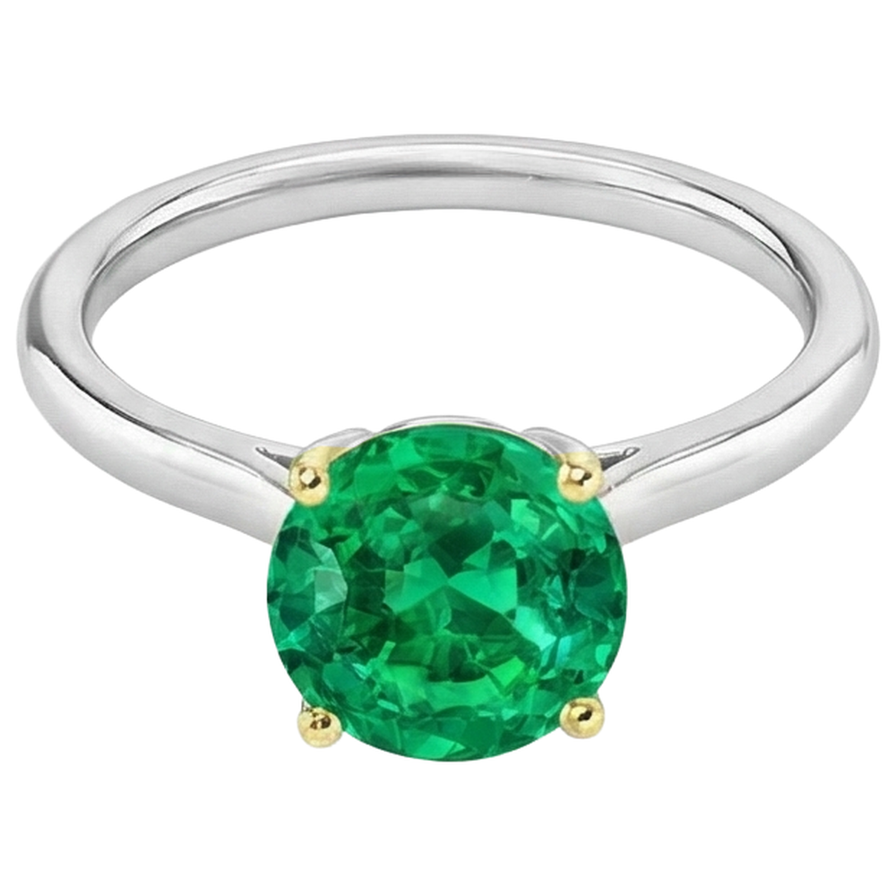 Natural Fine Emerald Gemstone Ring – side view