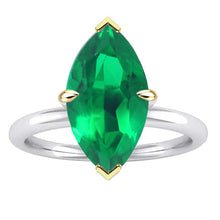 Earth-Mined Colombian Emerald Colored Stone Ring 3 ct 14 Karat Two Tone Gold – main view