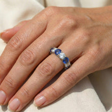 Comfort Fit Sapphire & Natural Earth Mined Diamond Band 2.75 Carats White Gold