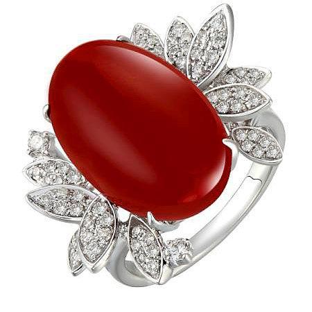 Coral With Diamond Cocktail Ring