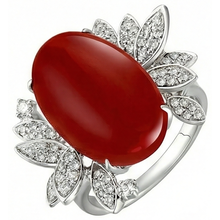 Coral With Natural Earth Mined Diamond Cocktail Ring
