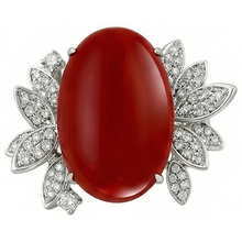 Coral With Natural Earth Mined Diamond Cocktail Ring
