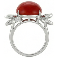 Coral With Natural Earth Mined Diamond Cocktail Ring