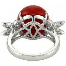 Coral With Natural Earth Mined Diamond Cocktail Ring
