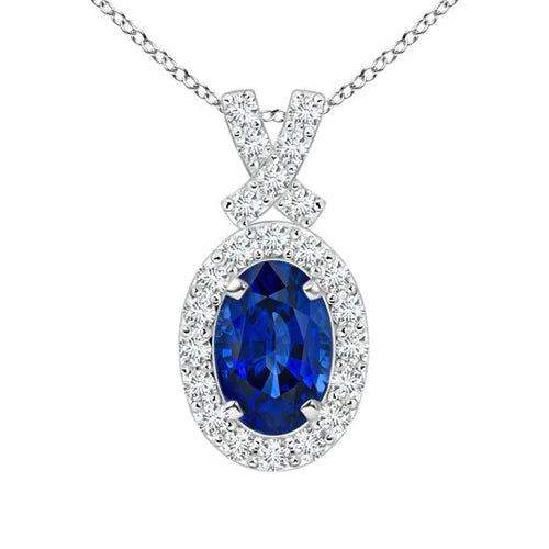Cornflower Sapphire And Diamond Pendant
