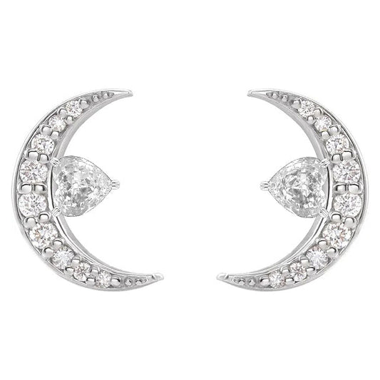 Brilliant Diamond Heart Shape Stud Earrings in 14 Karat White Gold – main view