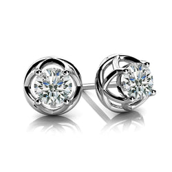 Criss Cross Solitaire Earring 2 Ct Sparkling Genuine Round Diamond White Gold