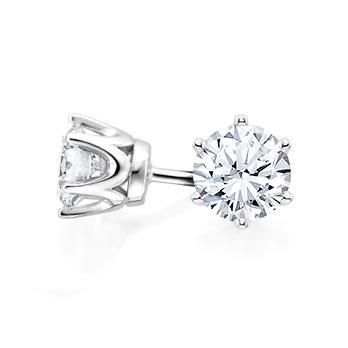 Crown Setting 3 Ct Real Diamond Studs Ladies Six Prong Set Earrings WG 14K
