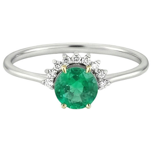 Emerald Gemstone Ring 2-ct 14 Karat Two Tone Gold – front view