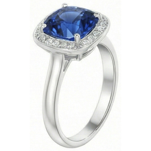 Cushion And Round Cut 3 Ct Sri Lanka Sapphire Ring White Gold 14K