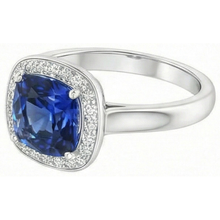 Cushion And Round Cut 3 Ct Sri Lanka Sapphire Ring White Gold 14K