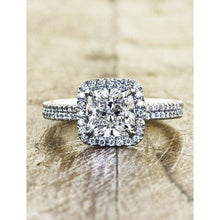 Cushion And Round Cut 3.20 Carats Real Diamond Halo Ring