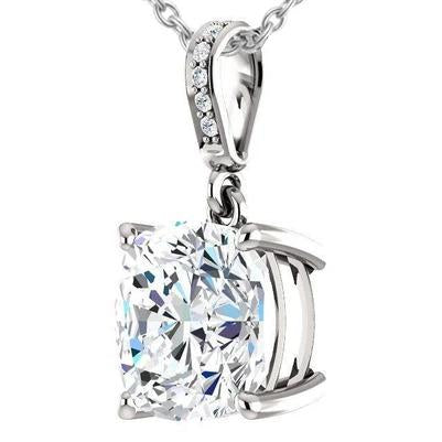 Cushion And Round Cut 3.25 Ct. Natural Diamond Pendant Necklace Gold 14K