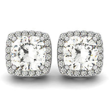 Cushion And Round Cut Genuine Halo Diamond Stud Earring 2.40 Carats