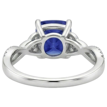 Cushion Blue Ceylon Sapphire And Natural Earth Mined Diamond Gemstone Ring 3.25 Carats