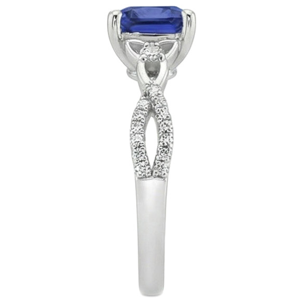 Cushion Blue Ceylon Sapphire And Natural Earth Mined Diamond Gemstone Ring 3.25 Carats