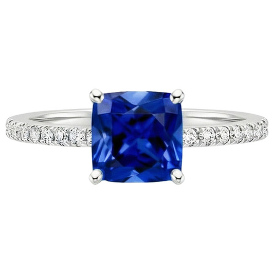 natural round sapphire 2.75ct ring profile view