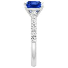 natural round sapphire 2.75ct ring on white background