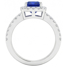 Cushion Blue Sapphire With Natural Earth Mined DIAMOND ( NOT LAB GROWN )s 4.50 Carats Ring White Gold 14K