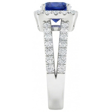 Cushion Blue Sapphire With Natural Earth Mined DIAMOND ( NOT LAB GROWN )s 4.50 Carats Ring White Gold 14K