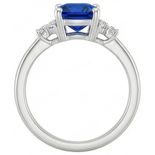 Cushion Blue Sapphire & Natural Earth Mined Diamond Engagement Ring 2.50 Carats White Gold