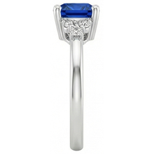 Cushion Blue Sapphire & Natural Earth Mined Diamond Engagement Ring 2.50 Carats White Gold