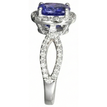 Cushion Blue Tanzanite And Natural Earth Mined Diamond Ring 5.50 Carats White Gold 14K