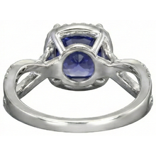Cushion Blue Tanzanite And Natural Earth Mined Diamond Ring 5.50 Carats White Gold 14K