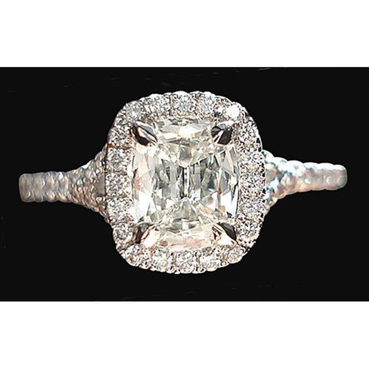 Cushion Center Halo Natural Diamond Engagement Ring 3.75 Ct. White Gold 14K