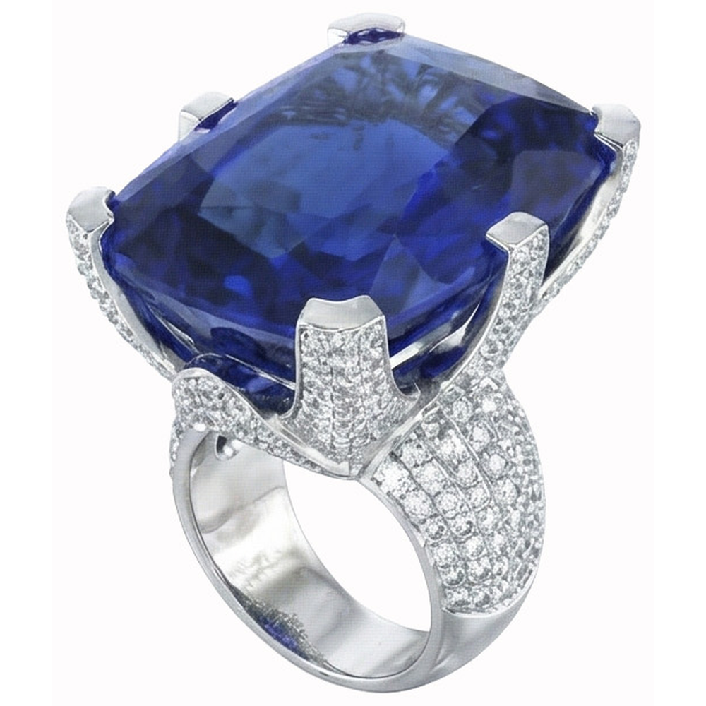 natural round sapphire 8.51ct ring front view
