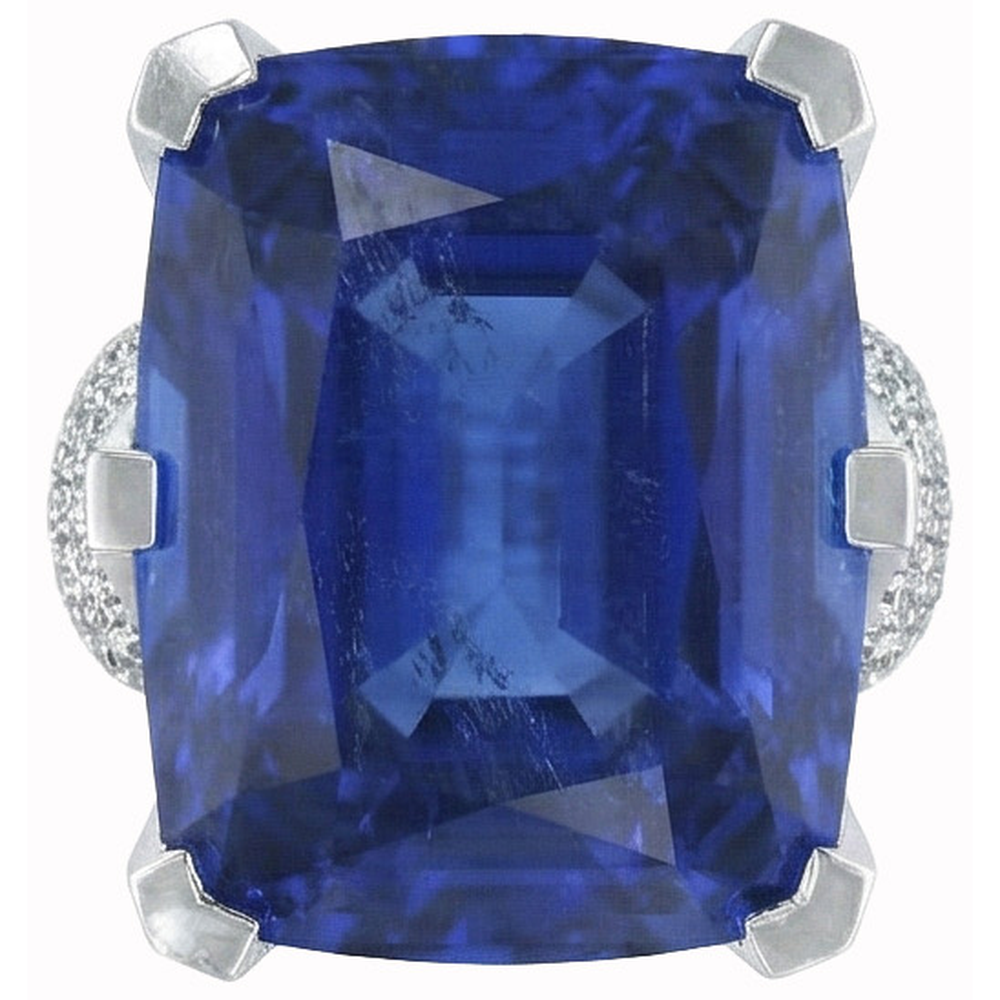 natural round sapphire 8.51ct ring close up detail