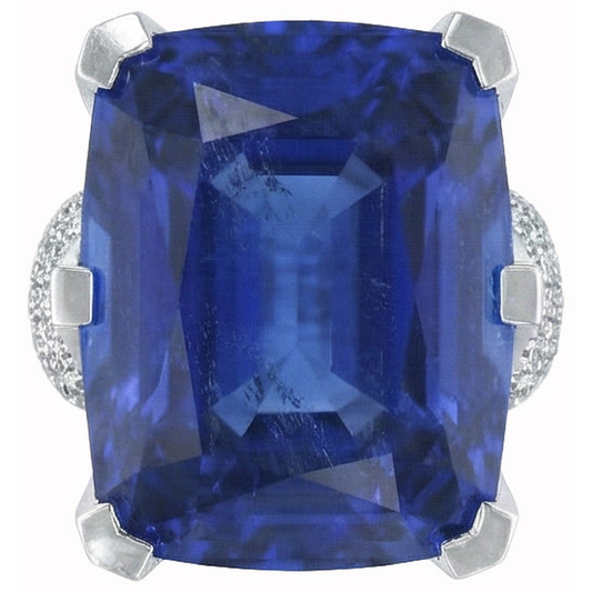 Cushion Ceylon Color Blue Sapphire And Round IGI CERTIFIED Diamonds 8.51 Carat Ring
