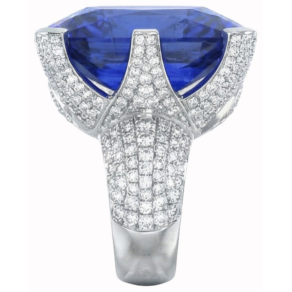natural round sapphire 8.51ct ring top view