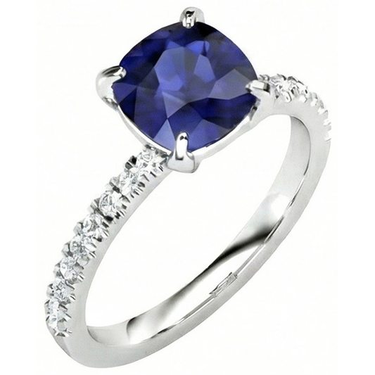 natural round sapphire 2.90ct ring side angle