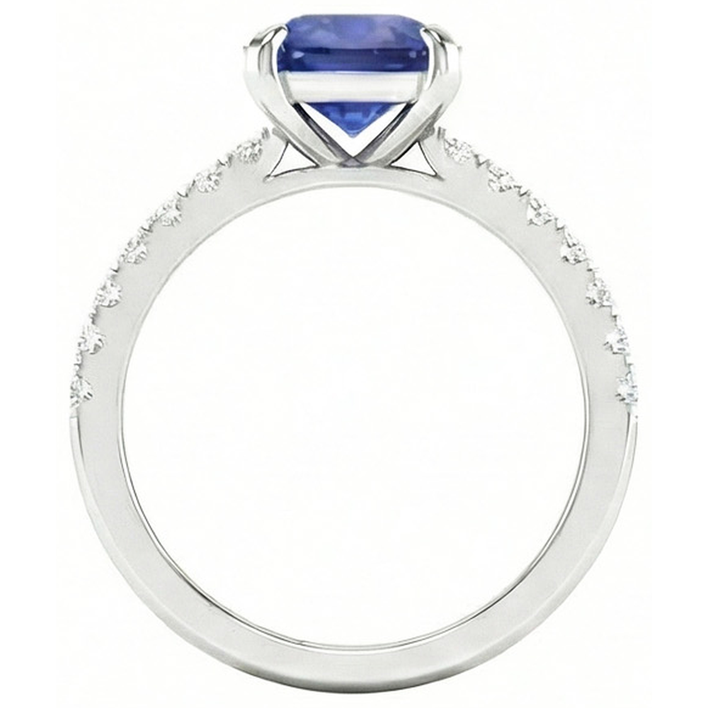 natural round sapphire 2.90ct ring close up detail