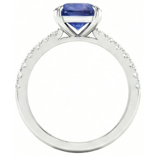 natural round sapphire 2.90ct ring close up detail