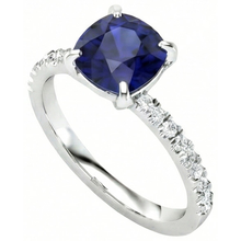 natural round sapphire 2.90ct ring top view