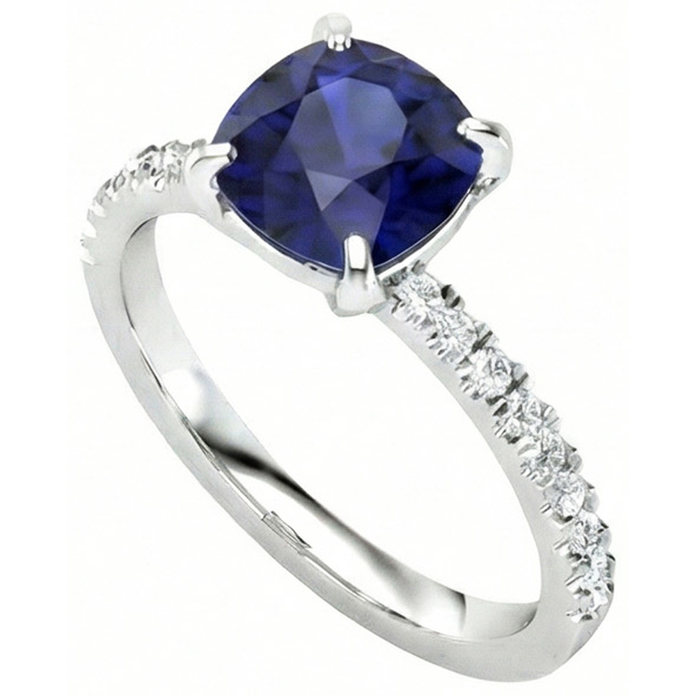 natural round sapphire 2.90ct ring top view