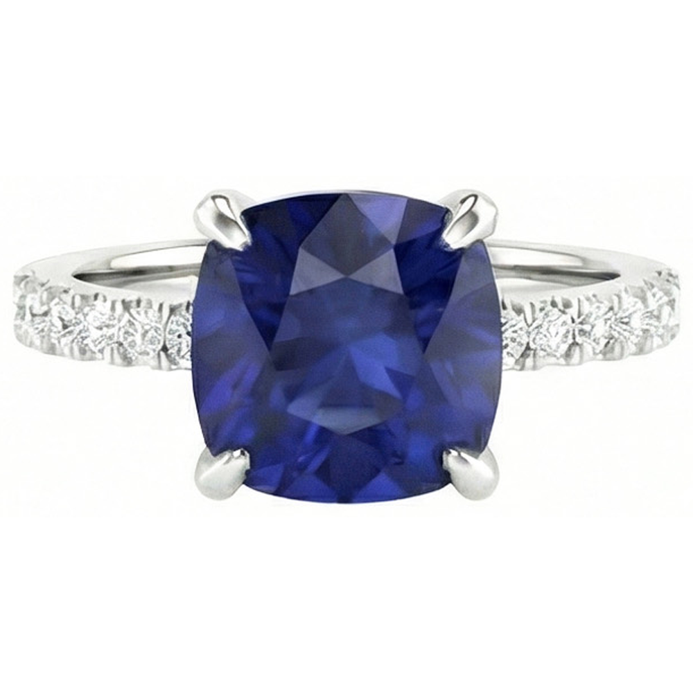 natural round sapphire 2.90ct ring profile view