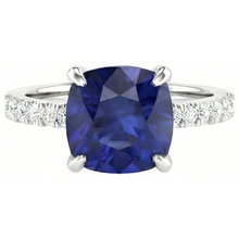 natural round sapphire 2.90ct ring profile view