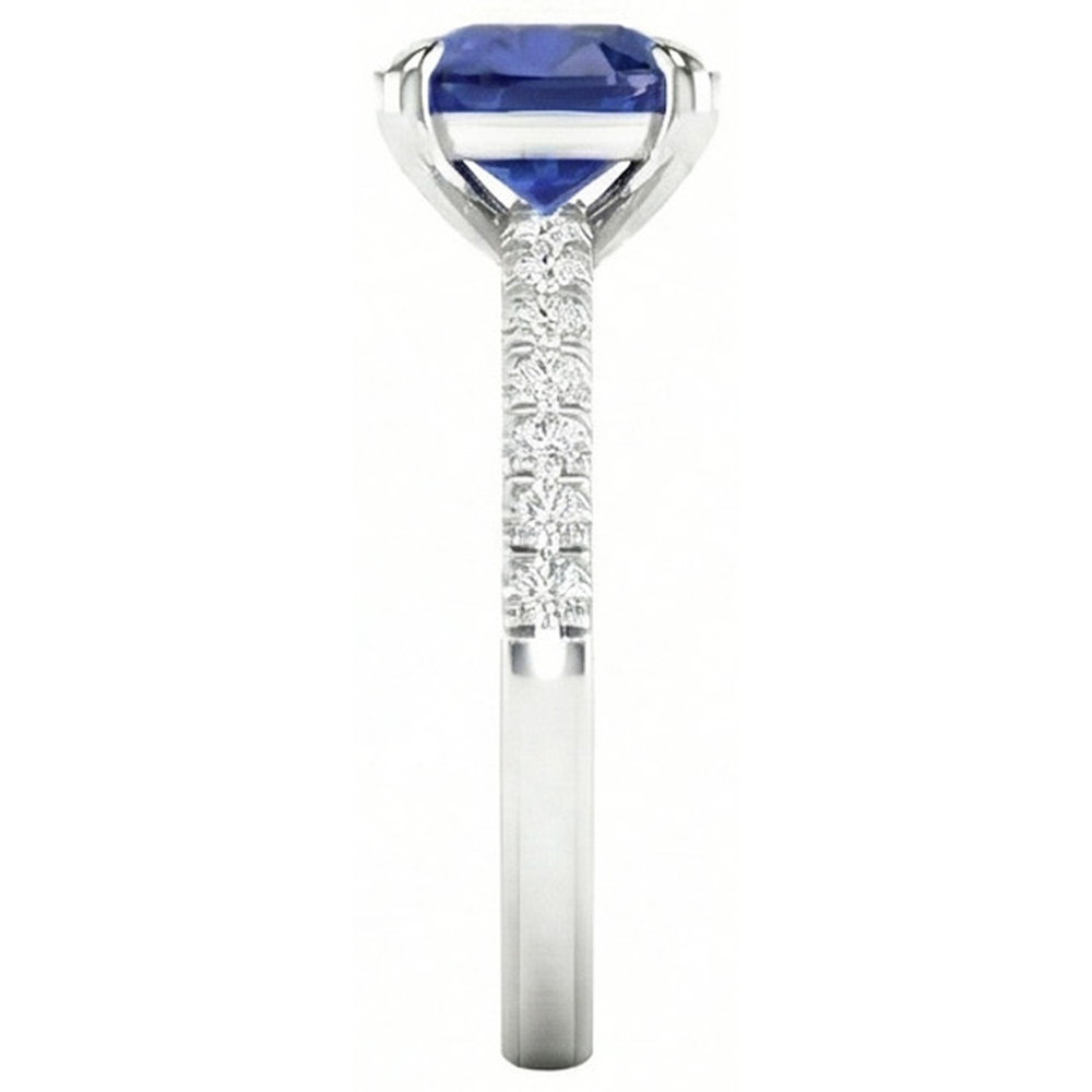natural round sapphire 2.90ct ring on white background
