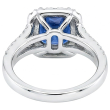 natural round sapphire 3ct ring on white background