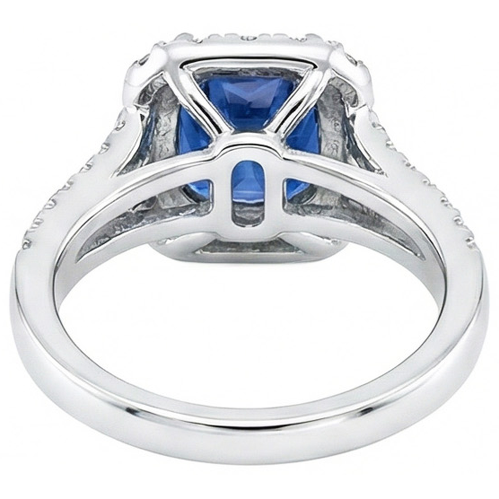 natural round sapphire 3ct ring on white background
