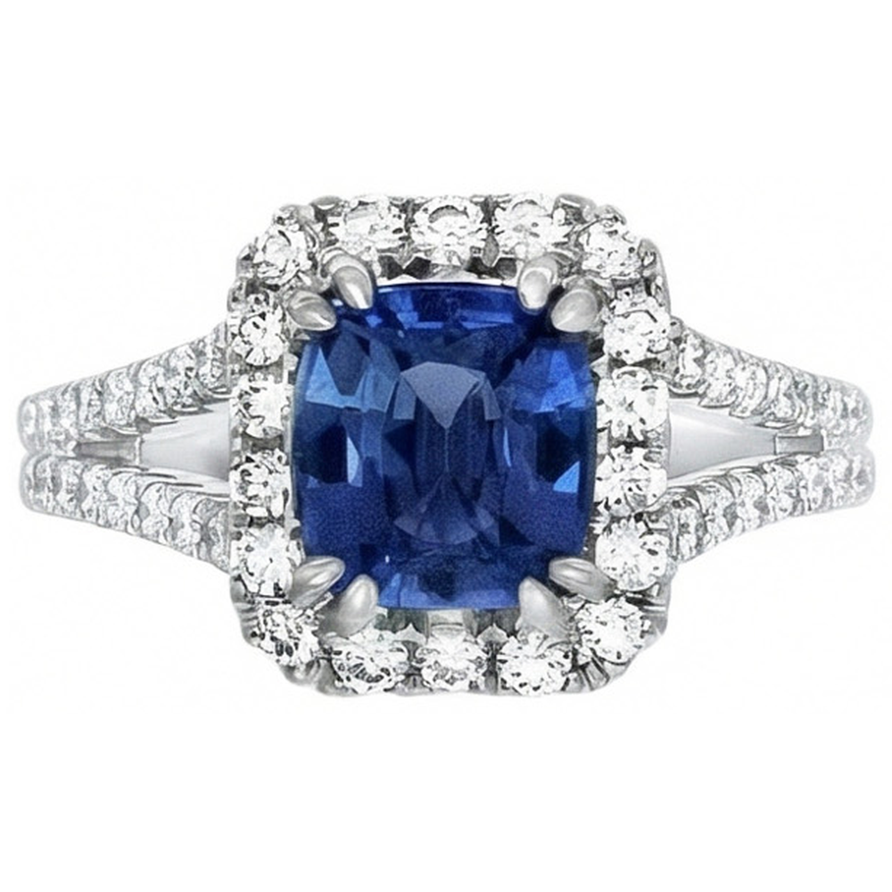 natural round sapphire 3ct ring side angle