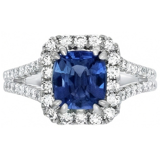 natural round sapphire 3ct ring side angle