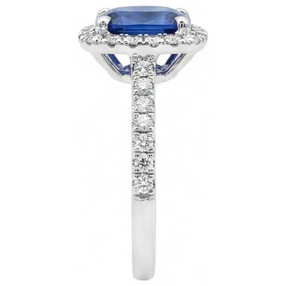 Cushion Ceylon Sapphire Natural Earth Mined DIAMOND ( NOT LAB GROWN ) Ring Gold Jewellery 3.00 Ct