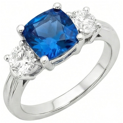 Natural Sapphire Ring 4.51ct - White Gold 14K
